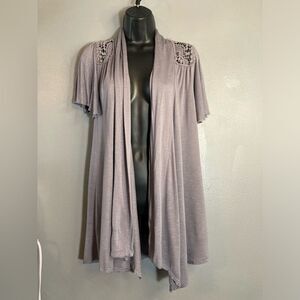 Gemstone gray crocheted back cardigan